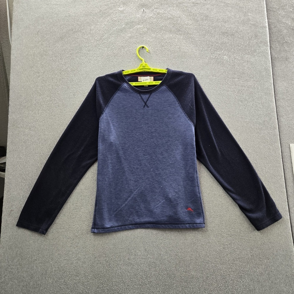 Tommy Bahama Men Shirt L/G Blue Embroidered Raglan Sleeve Logo Long Sleeve